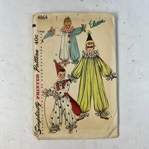 Vintage Simplicity Pattern Childs Clown Costumes 4864 UNCUT Size Large